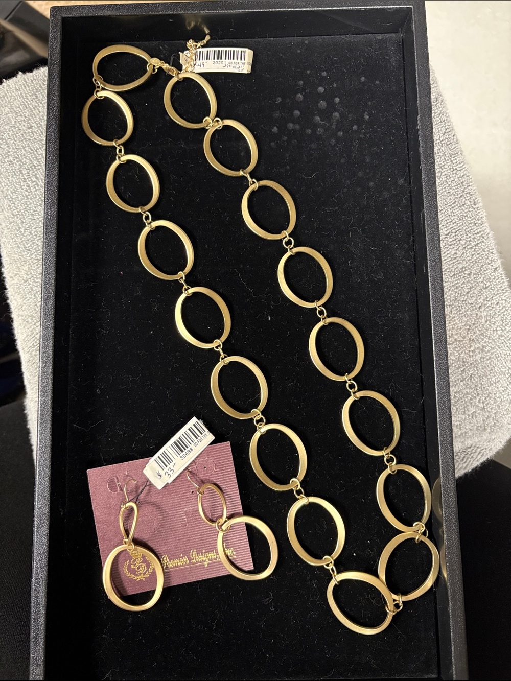 Gold Open Circle Link Necklace and Earrings Set Demo only sold as set